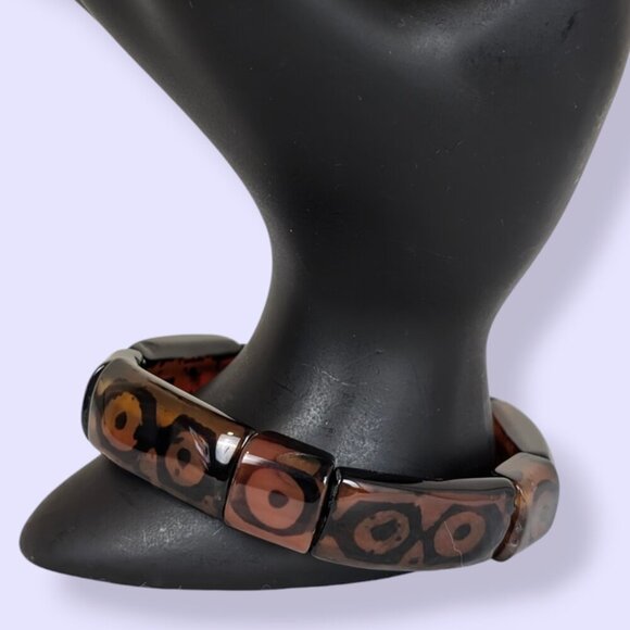 (2/$20) Vintage Brown Glass Stretch Bracelet - Picture 1 of 6
